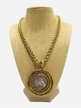 Yochi Gold-Tone Horse Medallion Pendant Necklace - Women Jewelry
